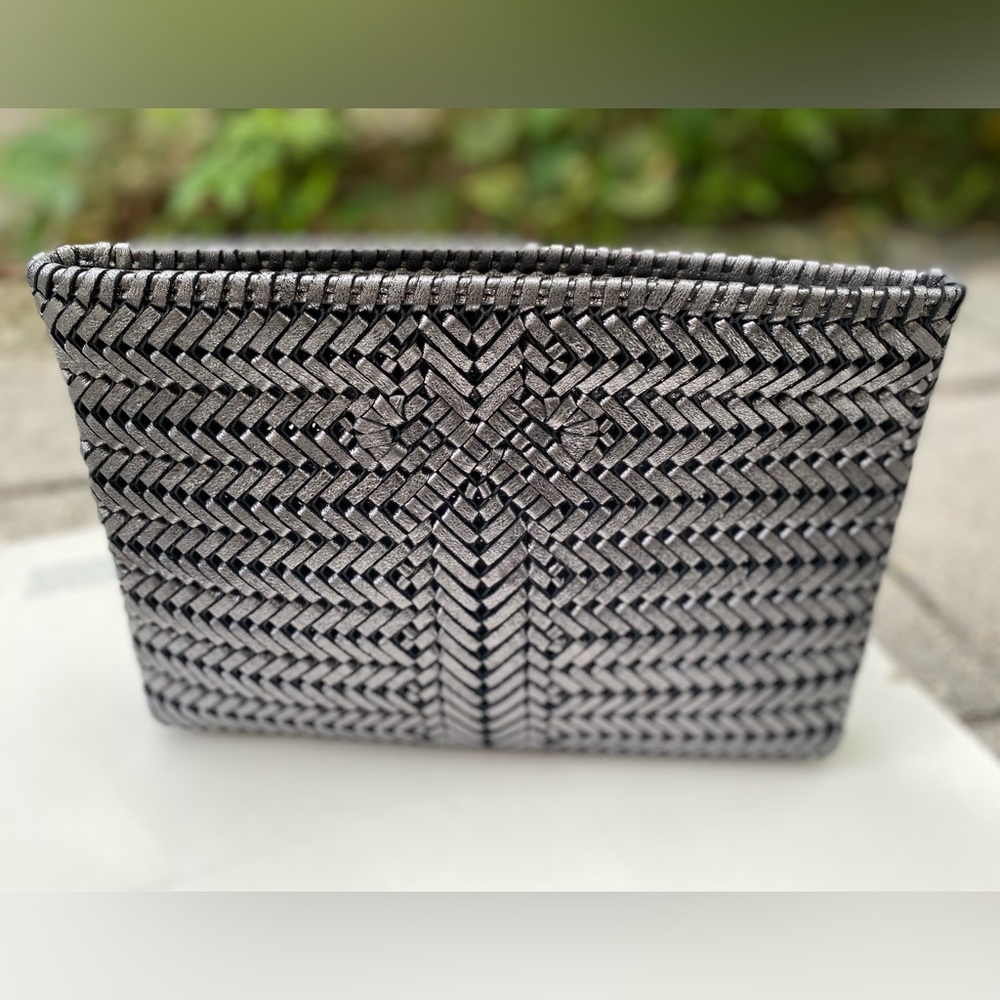 Anya Hindmarch  Woven Metallic Leather Tassel Clutch Bag